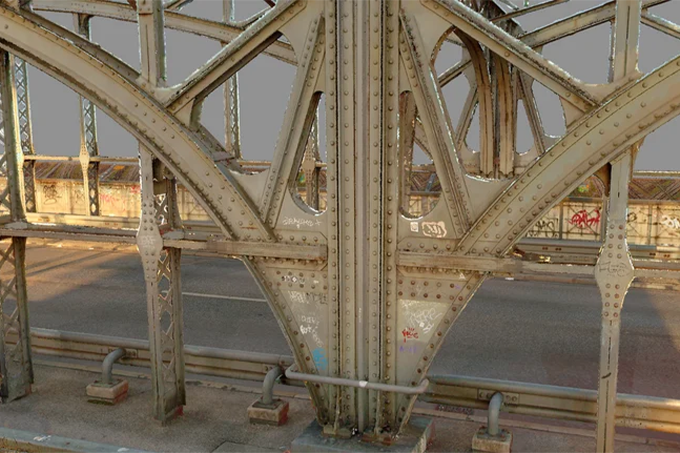 NavVis VLX point cloud render of bridge structure