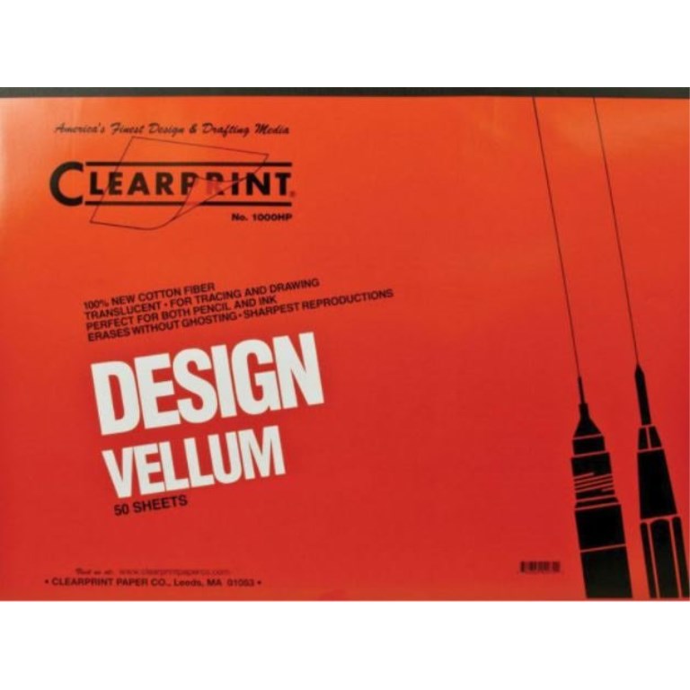 Clearprint 1000H Vellum Tracing Paper Pad - 18x24 Inch With 10x10 Grid, 100% Cotton, 50 Sheets For Drafting & Art