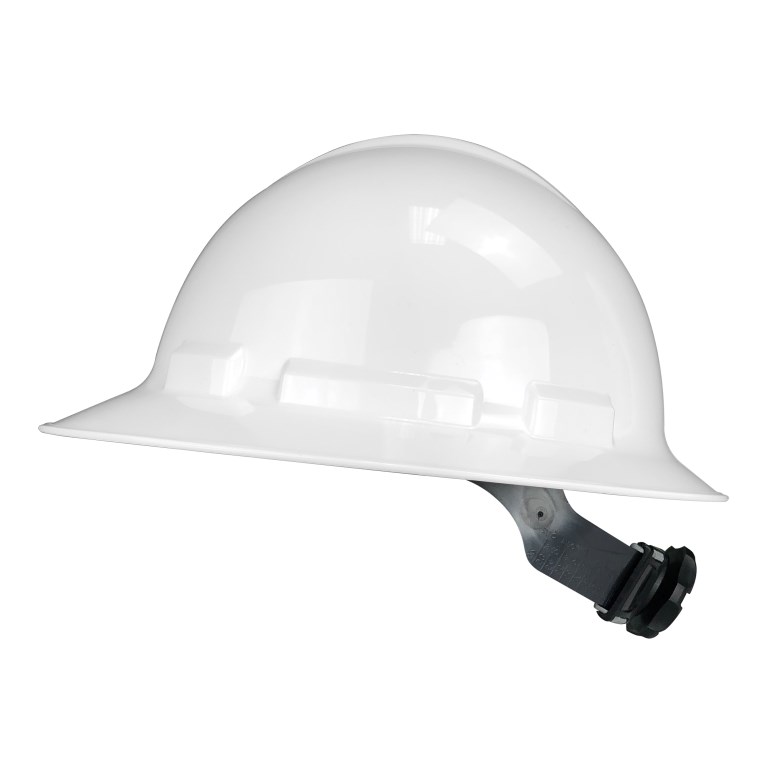 Full Brim 6 Point Ratchet Hard Hat - White