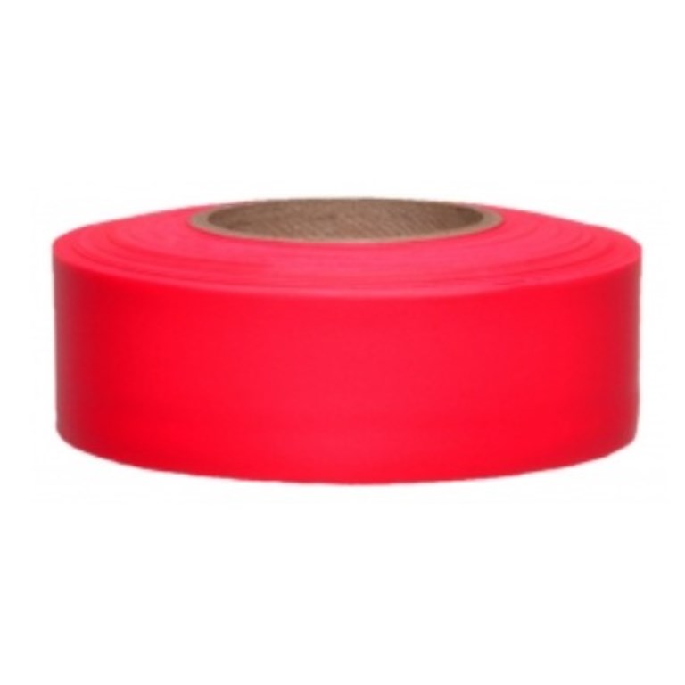 Flagging Tape - 1-3/16in x 150ft - Fluorescent Red - Pack of 12