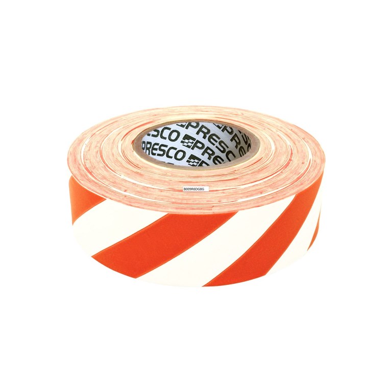 Flagging Tape - 1-3/16in x 300ft - Striped - Orange/White - Pack of 12