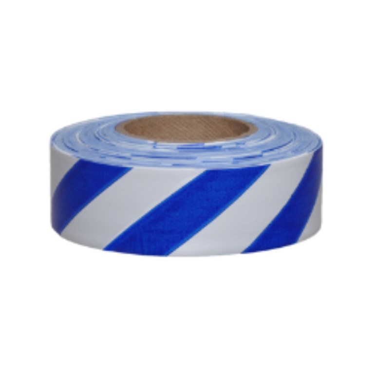 Flagging Tape - 1-3/16in x 300ft - Striped - White/Blue - Pack of 12