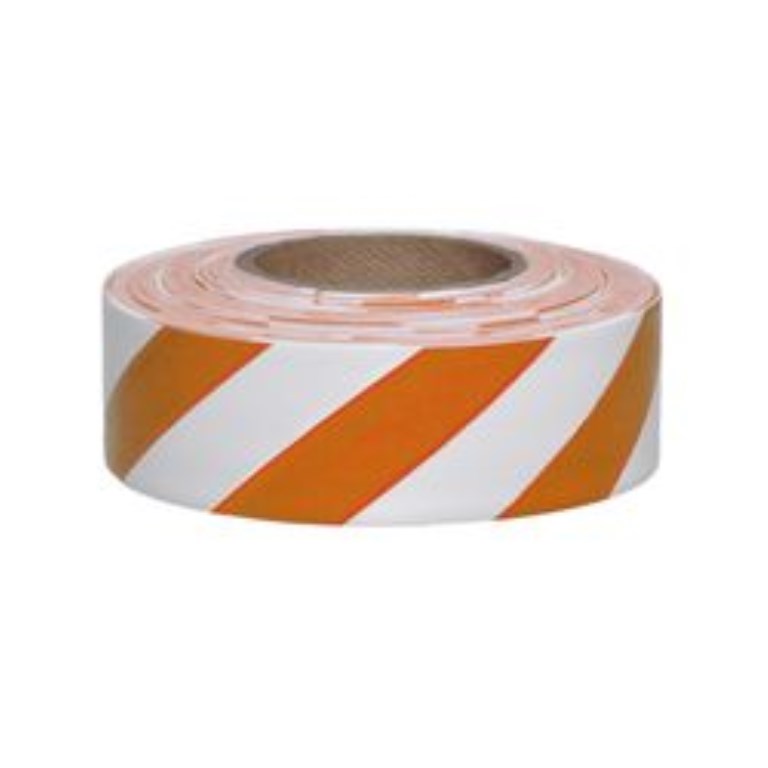 Flagging Tape - 1-3/16in x 300ft - Striped - White/Orange - Pack of 12