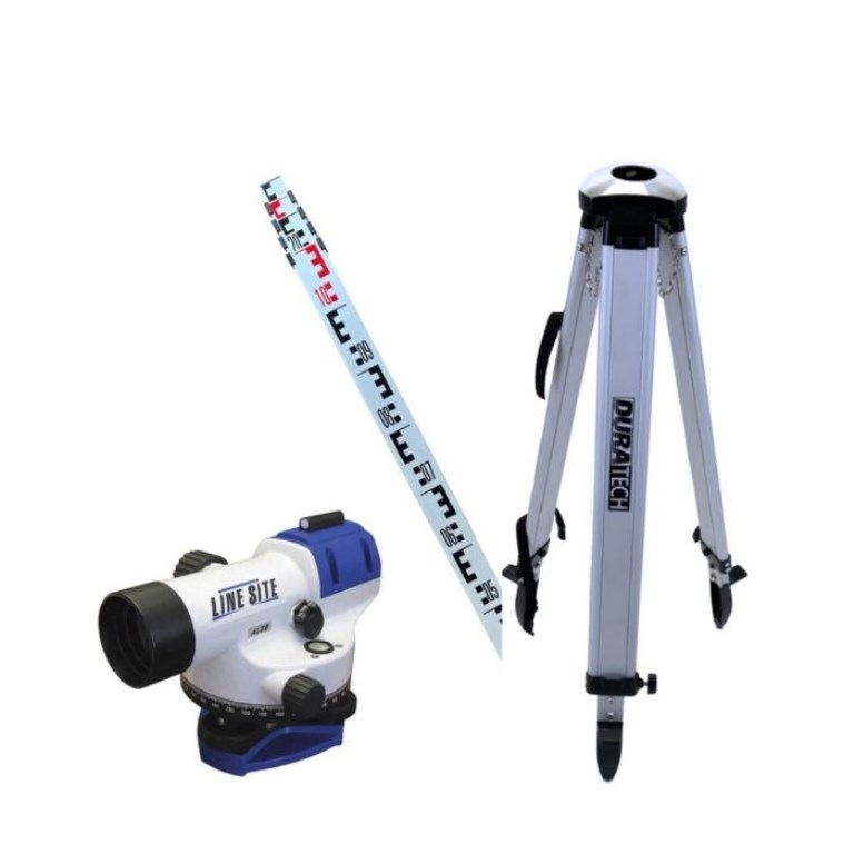 Line Site G28DX Automatic Level Package - Level + Leveling Rod + Dome Tripod