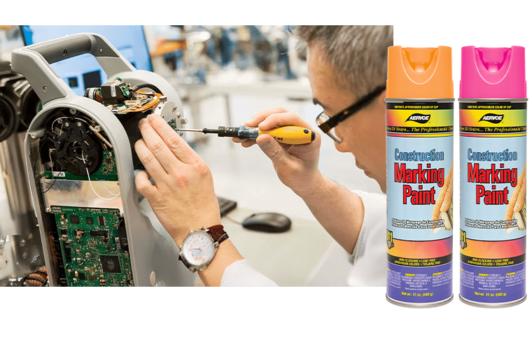 Free construction marking paint with maintenance or repair