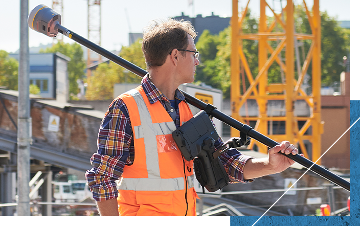 field worker with GNSS receiver