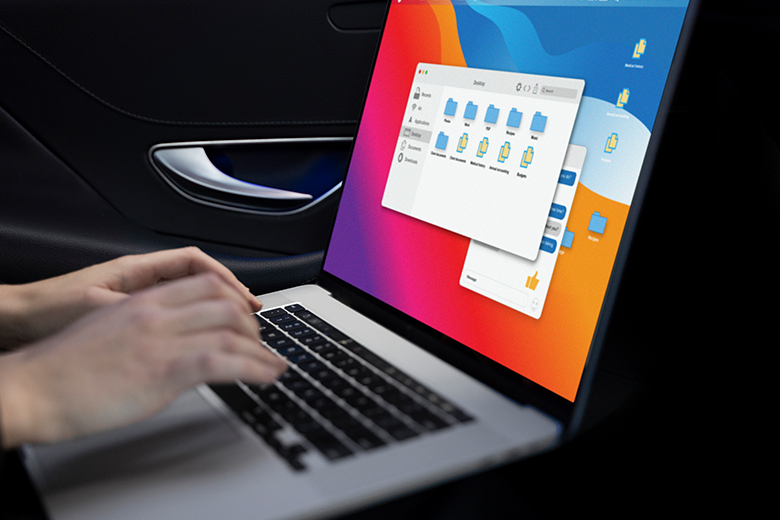 laptop screen with organized folders